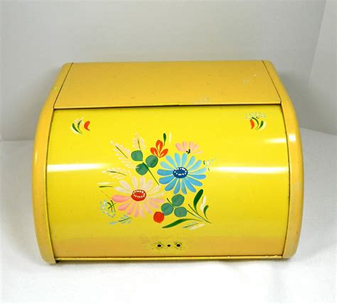 vintage metal bread box yellow|old fashioned metal bread box.